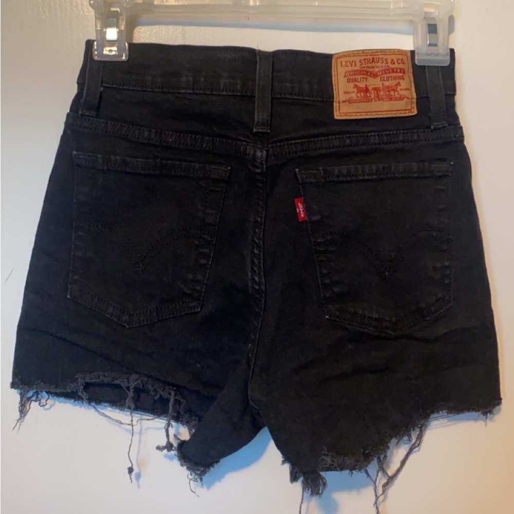Levi High Waisted Black Jean Shorts